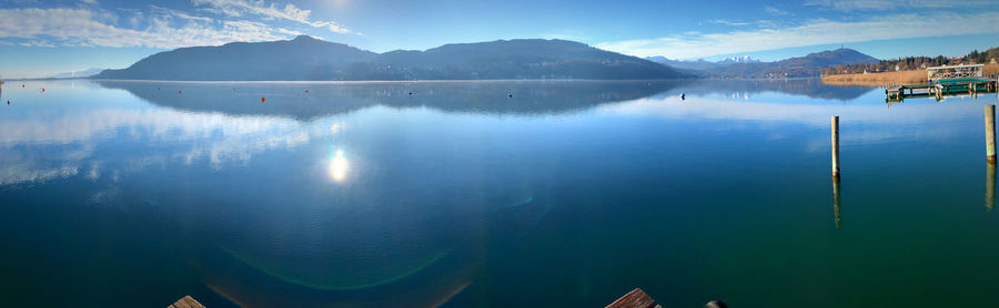 Panoramic view of lake against sky