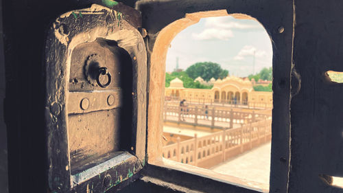 Close-up of window on old building