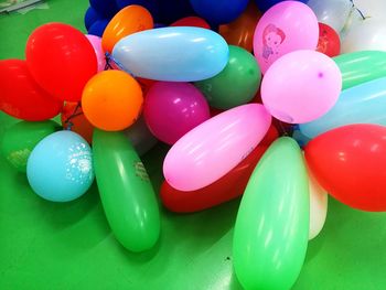 High angle view of multi colored balloons