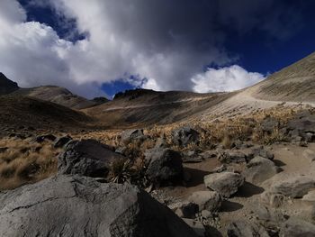 Scenic view of arid landscape against sky