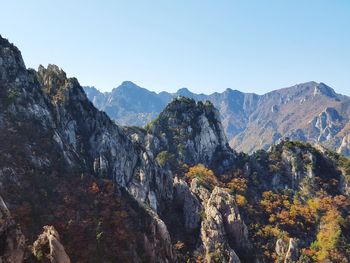 Scenic view of mountains against clear sky