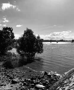 Scenic view of lake against sky