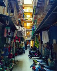 Illuminated lanterns hanging in city