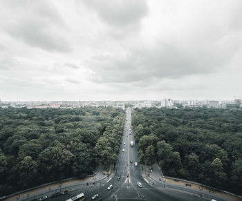 Aerial view of highway against sky