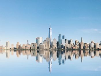 Reflection of buildings in city