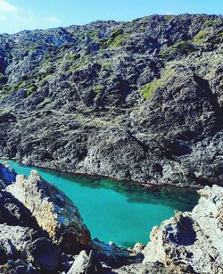 Scenic view of lake and rocks
