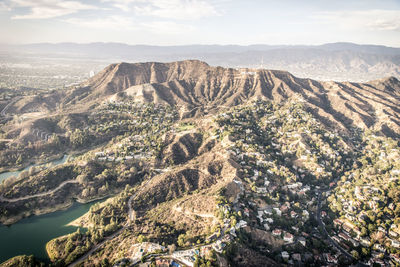 High angle view of mountain range