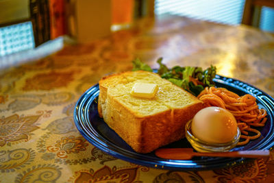 Close-up of food in plate on table