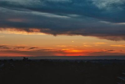 Scenic view of dramatic sky during sunset