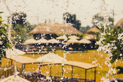 Close-up of wet window during rainy season