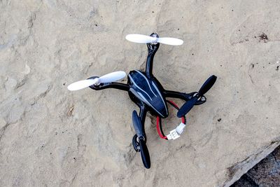 High angle view of bicycle on land