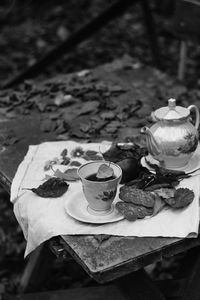 Close-up of coffee cup on table