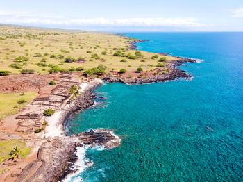 High angle view of beach against sky