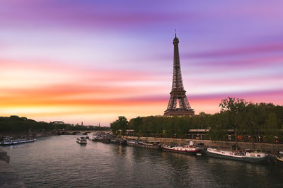 View of cityscape against sky during sunset