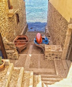 High angle view of swimming pool at beach