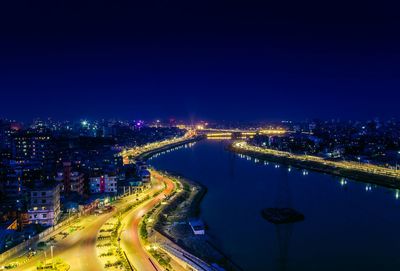 View of illuminated cityscape at night