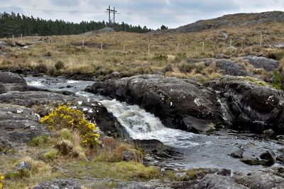 Scenic view of stream flowing through rocks
