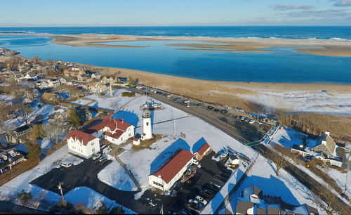 Chatham, cape cod lighthouse aerial