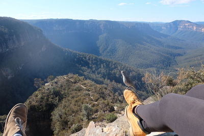 Low section of person standing on mountain