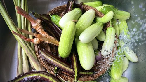 High angle view of vegetables in basket