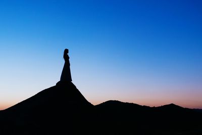 Low angle view of statue against clear sky