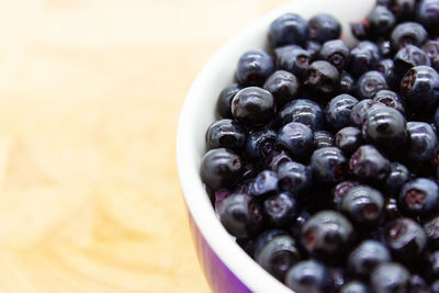 High angle view of fruits in bowl on table