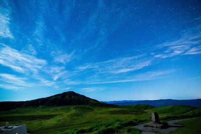 Scenic view of landscape against blue sky