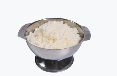 Close-up of food in bowl against white background