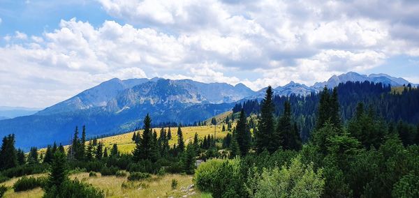 Panoramic view of mountains against sky