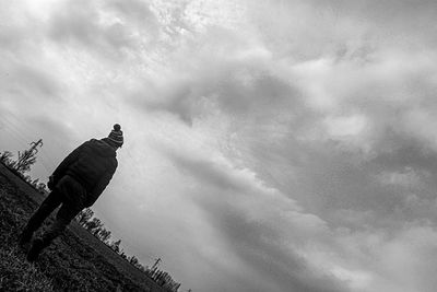 Low angle view of statue against sky