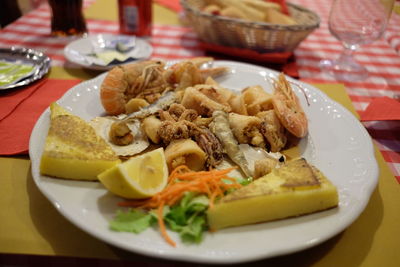 Close-up of meal served in plate