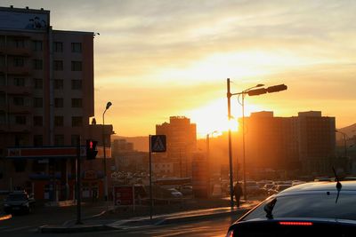 City street at sunset