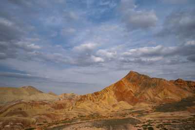 Scenic view of mountain against cloudy sky