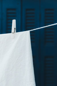 Close-up of clothes drying on clothesline