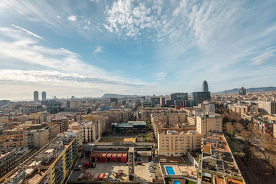 High angle view of cityscape against sky