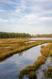 Scenic view of lake against sky