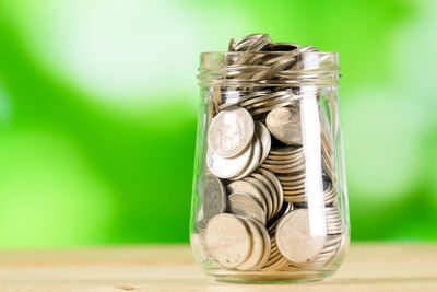 Close-up of a stack of jar