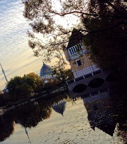 Reflection of built structure in water