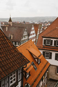 Houses in city against sky