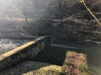 High angle view of dam by river