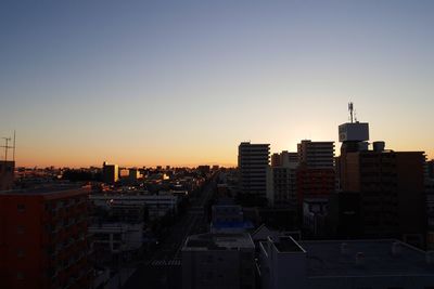 View of city at sunset