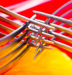 Close up of red metallic structure