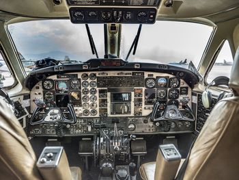 Close-up of airplane cockpit 