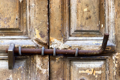 Close-up of rusty metal door