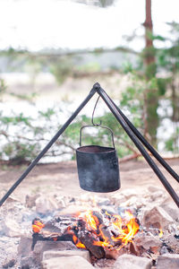 Close-up of food on barbecue grill