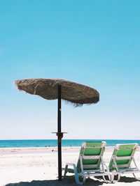 Scenic view of beach against clear sky