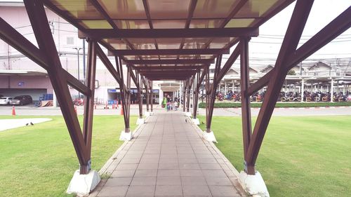 View of footbridge in city