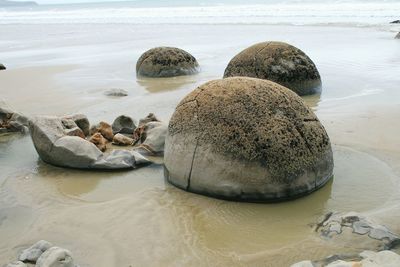 Surface level of stones on beach