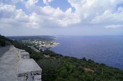 Scenic view of sea against cloudy sky