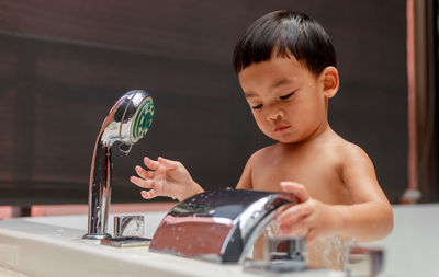 Boy looking at camera